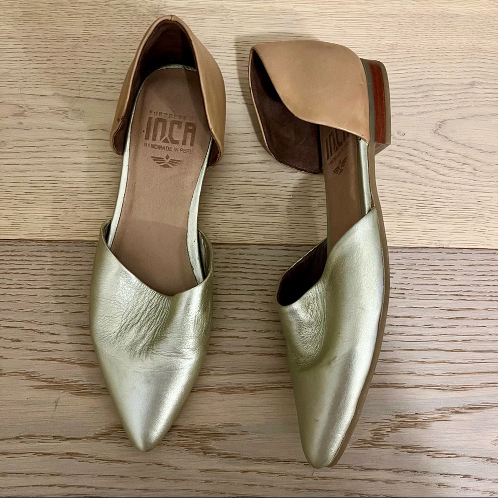 Fortress of Inca Gold & Tan Leather Flats